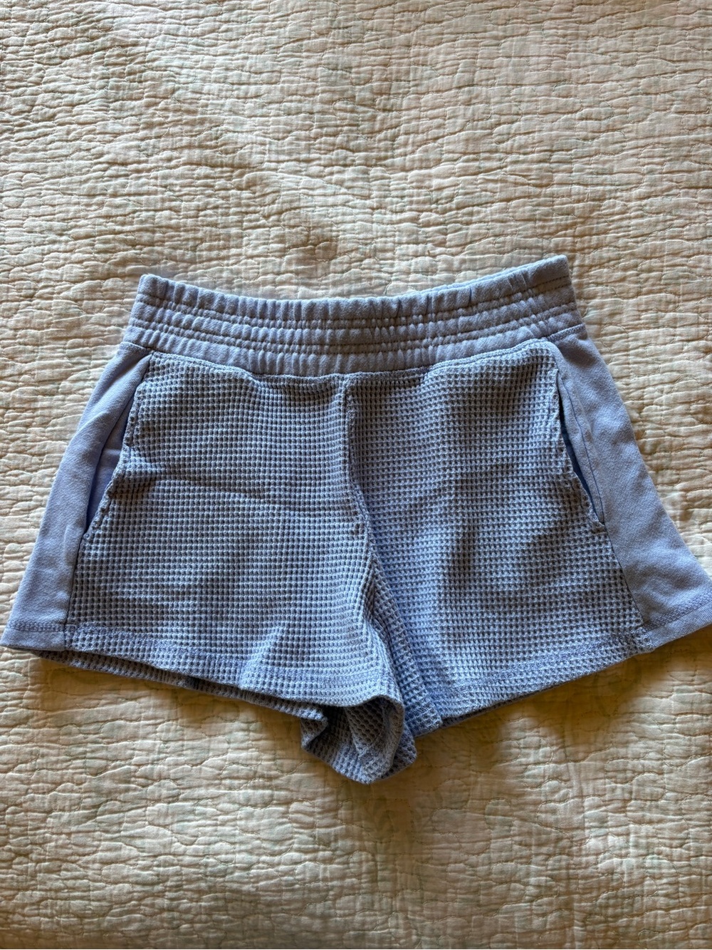 Women's Waffle Knit Lounge Shorts - Light Blue